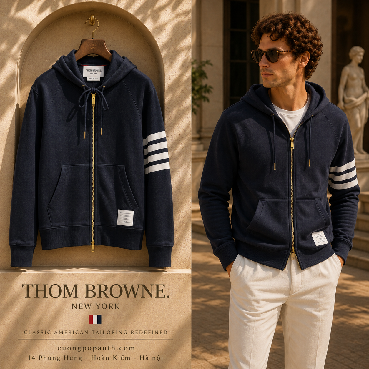 ÁO ZIP HOODIE THOM BROWNE L894