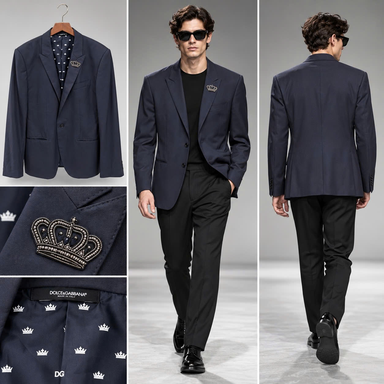 BLAZER DOLCE NAVY THÊU VƯƠNG MIỆN G2LG6Z FU3N7 B0665 LN023 LIKE NEW