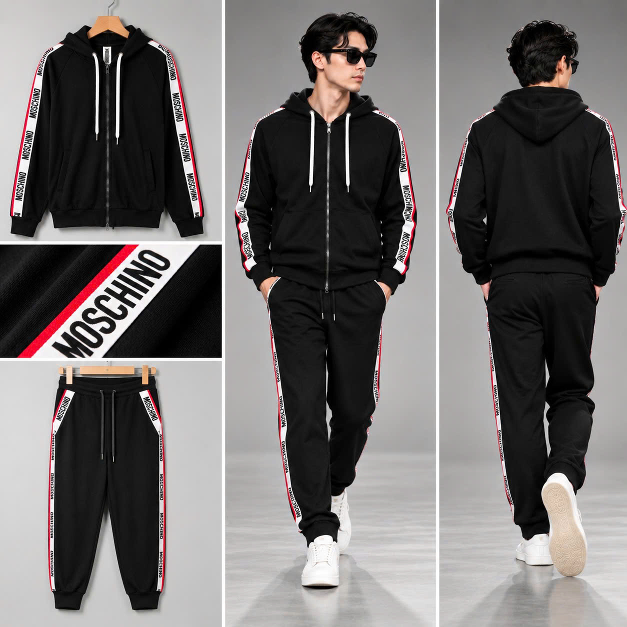 BỘ NỈ MOSCHINO VIỀN CHỮ CHẠY CP8703 LN020 LIKE NEW