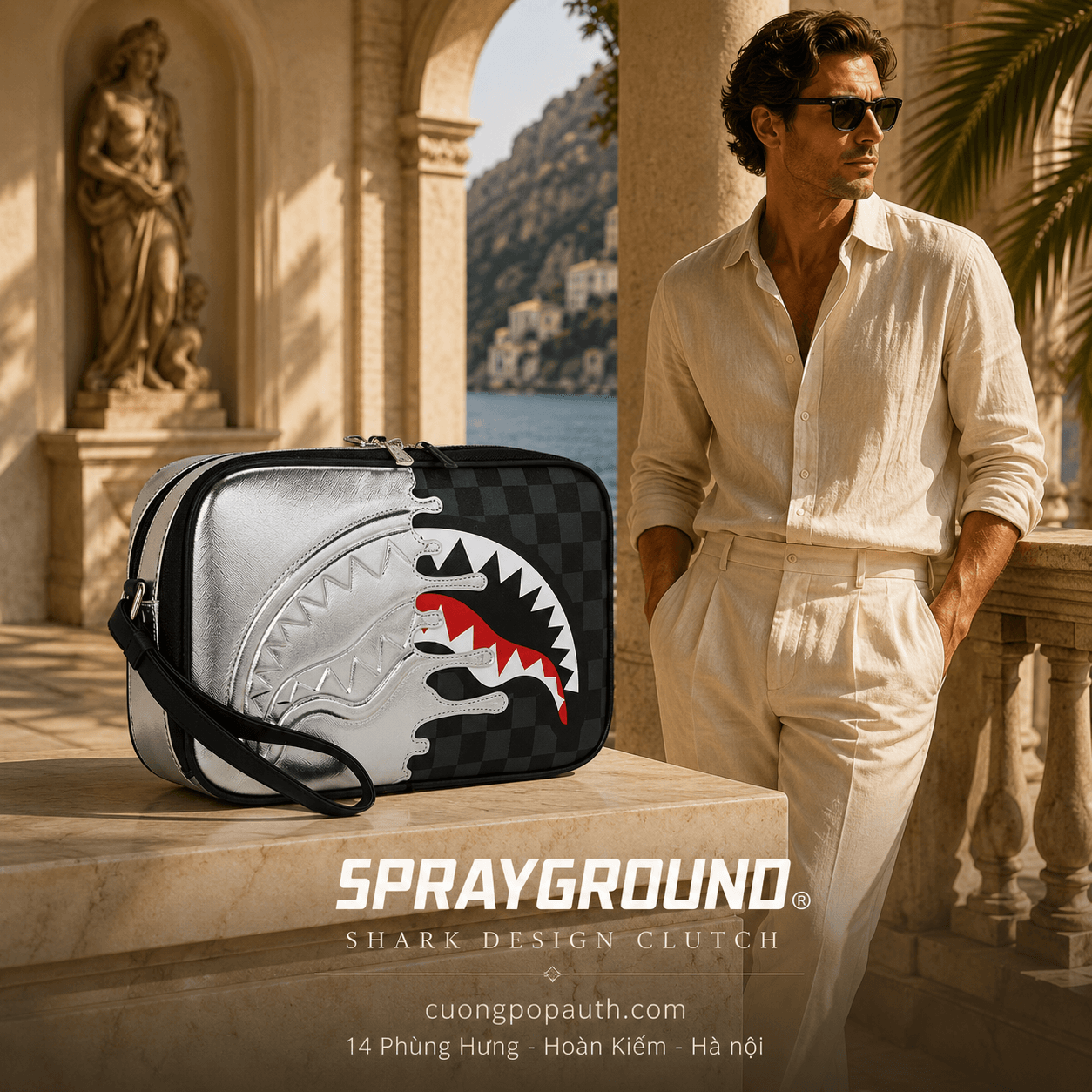 CLUTCH SPRAYGROUND CHROME SPECTRE TOILETRY BRICK