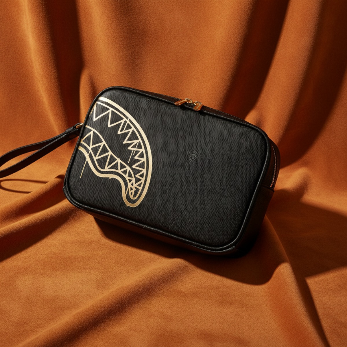 CLUTCH SPRAYGROUND GOLD FANG TOILETRY BRICK