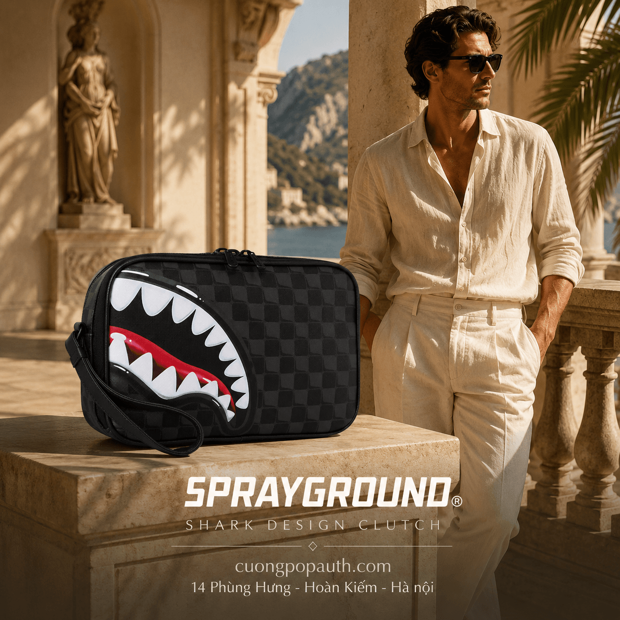 CLUTCH SPRAYGROUND HARKS IN PARIS HYPER PUFF TOILETRY BRICK