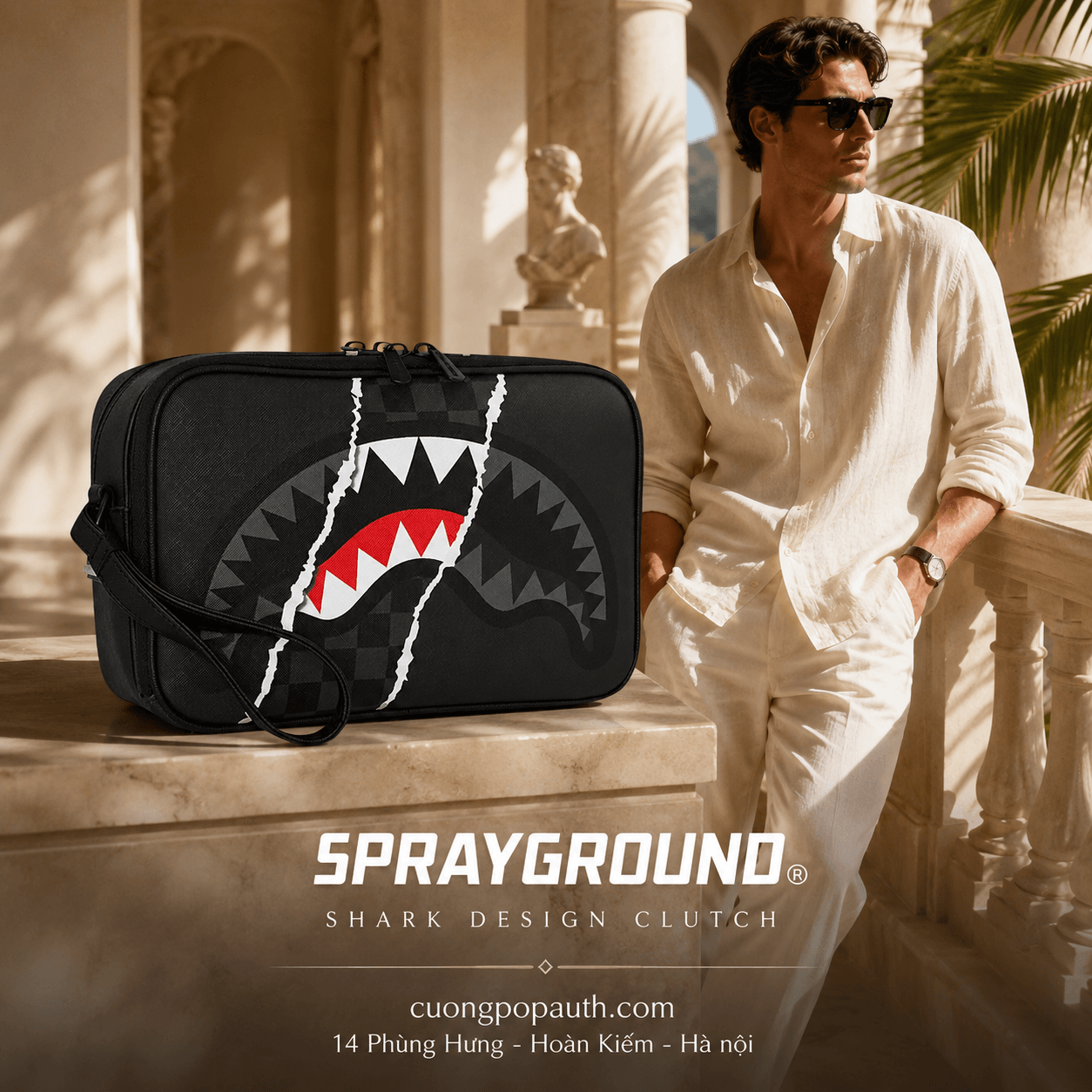 CLUTCH SPRAYGROUND SHARK SLASH TOILETRY BRICK