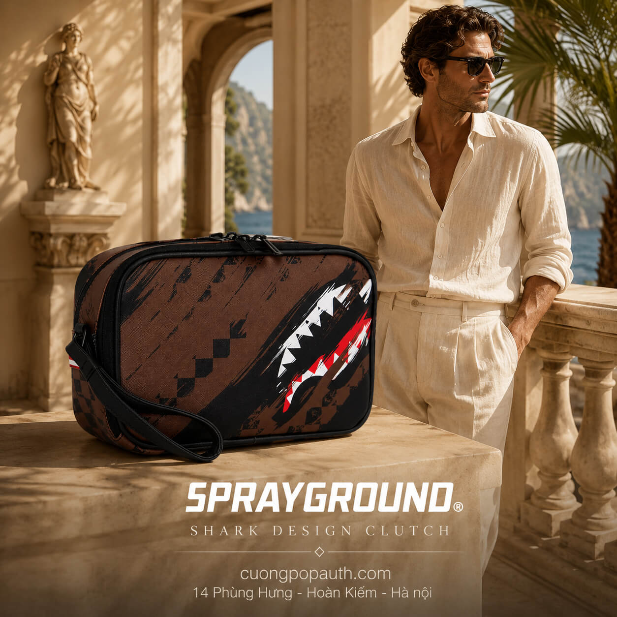 CLUTCH SPRAYGROUND SHARKS IN PARIS NIGHT DRIFT TOILETRY BRICK