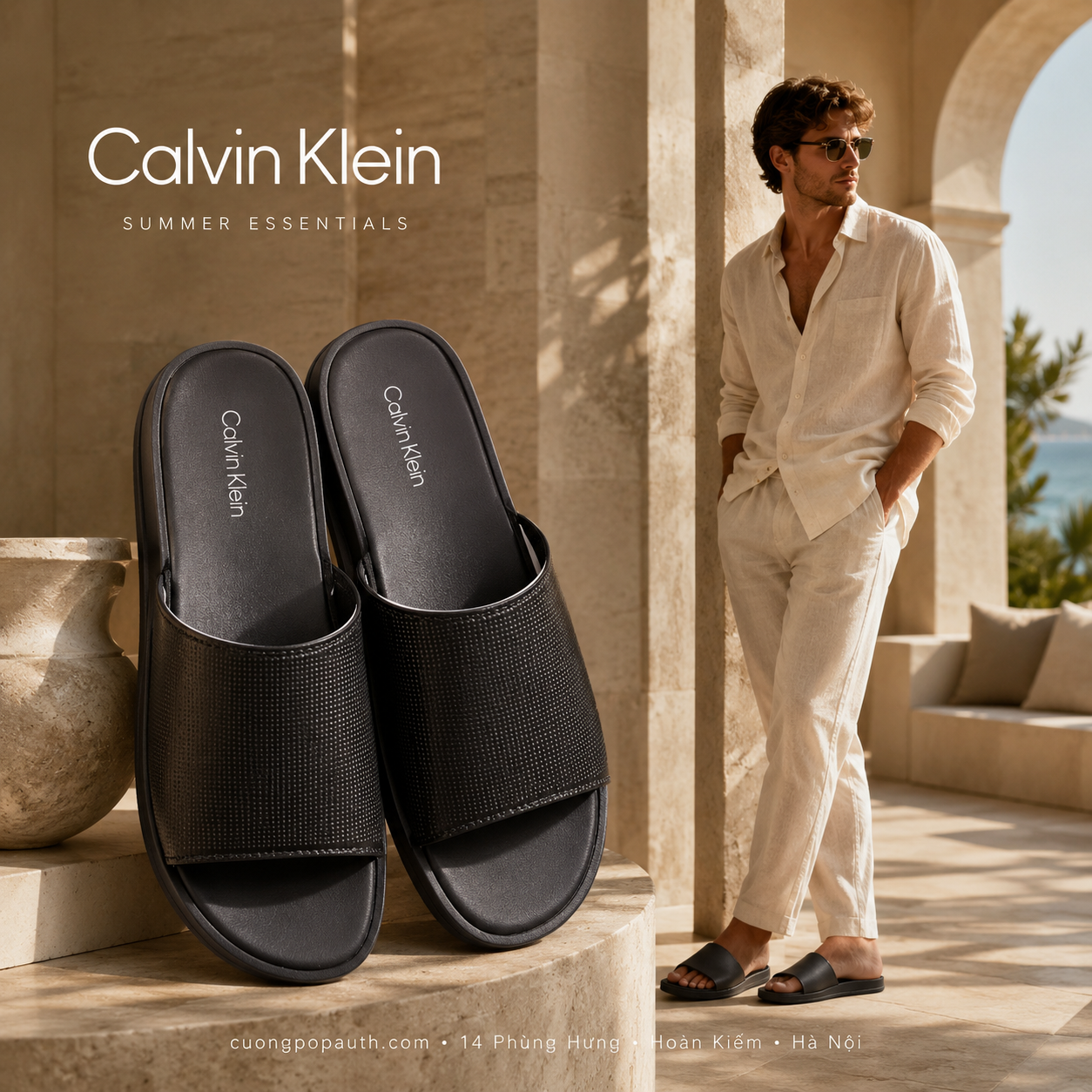 DÉP CALVIN KLEIN ĐEN BLACK 001
