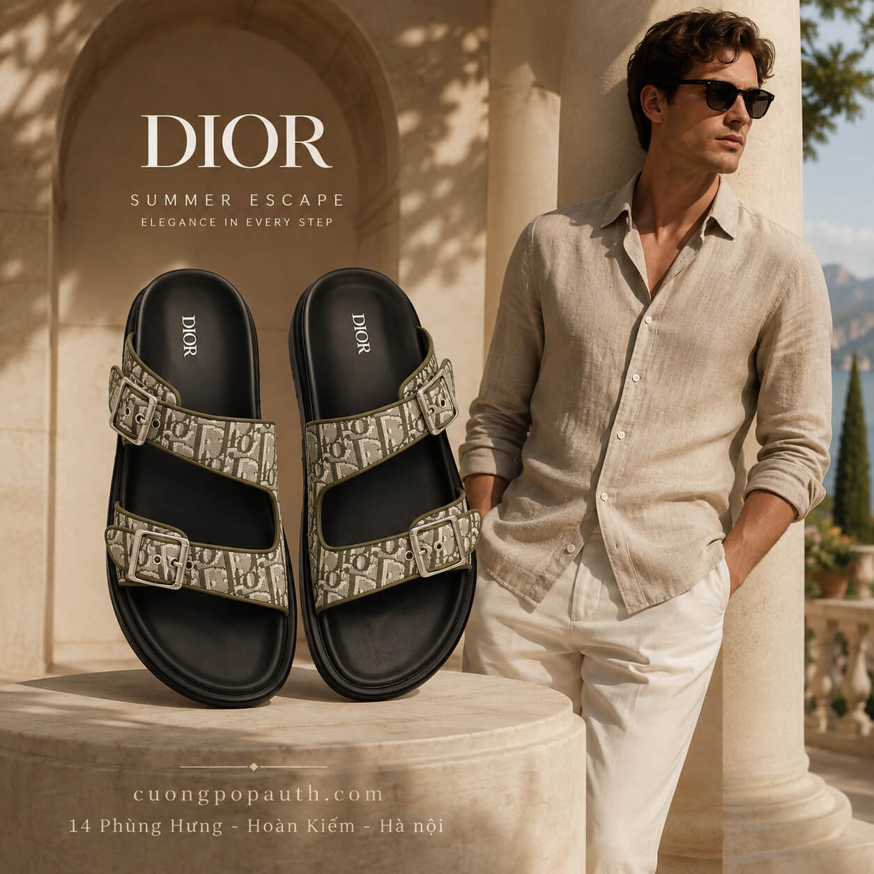 DÉP DIOR QUAI NGANG KHAKI BEIGE 3SA135ZSA-H603