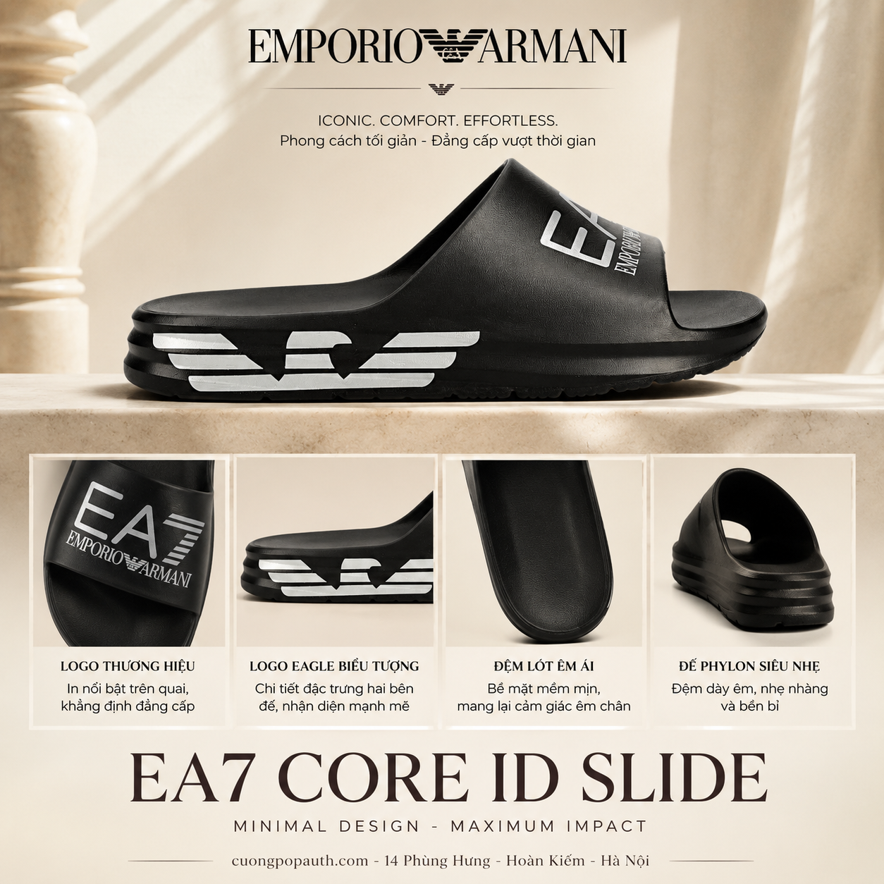 DÉP EMPORIO ARMANI ĐEN XK337 N763