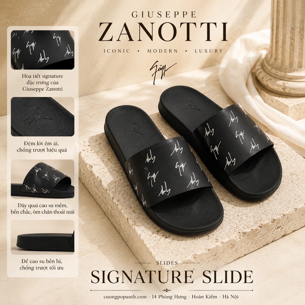 DÉP GIUSEPPE ZANOTTI ĐEN CHỮ NHỎ RW00108H01
