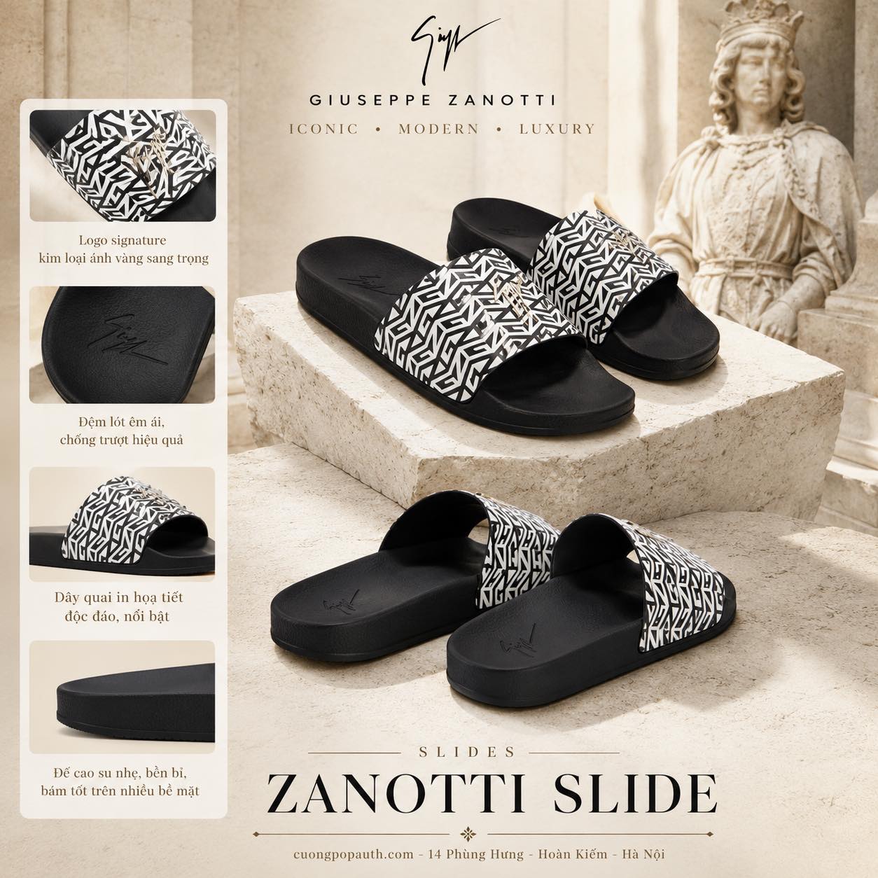 DÉP GIUSEPPE ZANOTTI ĐEN TRẮNG RM90068087