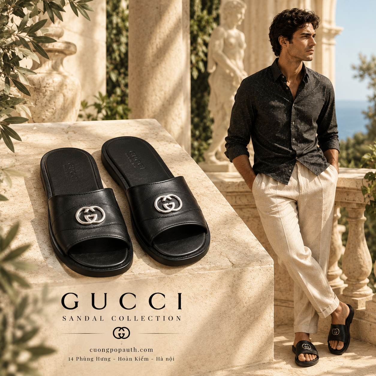 DÉP GUCCI LOGO BẠC K238