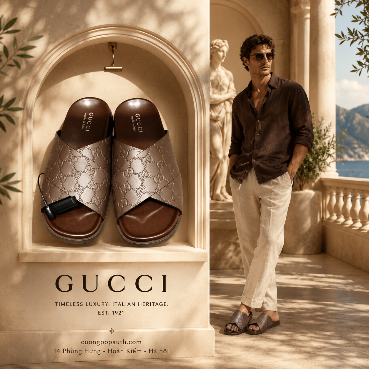 DÉP GUCCI NÂU QUAI BẠC K5930