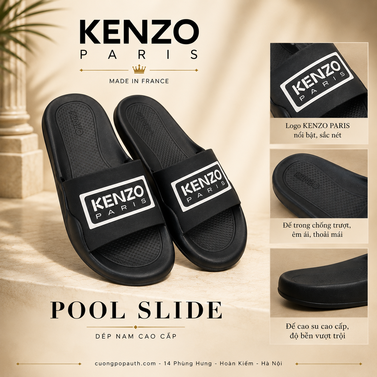 DÉP KENZO ĐEN CHỮ TRẮNG FE55MU110P5099