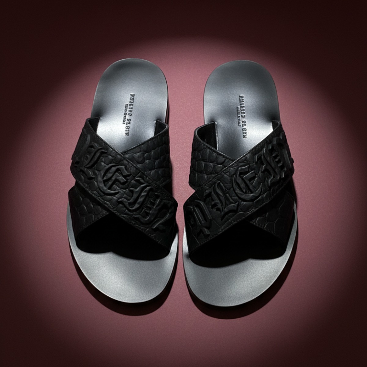 DÉP PHILIPP PLEIN ĐEN CHỮ ĐEN PACS-MSA0206-PLE010N-02