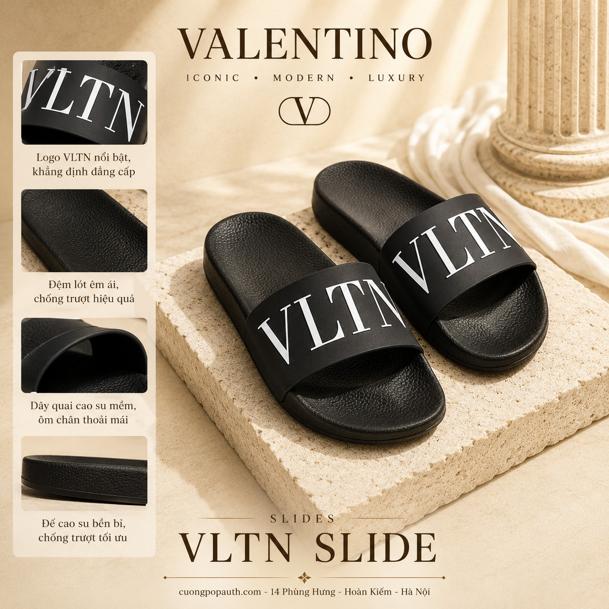 DÉP VALENTINO ĐEN CHỮ TRẮNG 1Y2S0873SYE