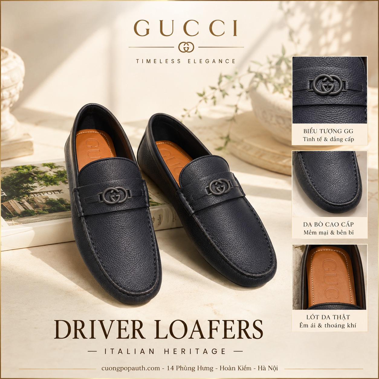 GIÀY MOCA GUCCI NAVY GG 820658 AAEFR 4009