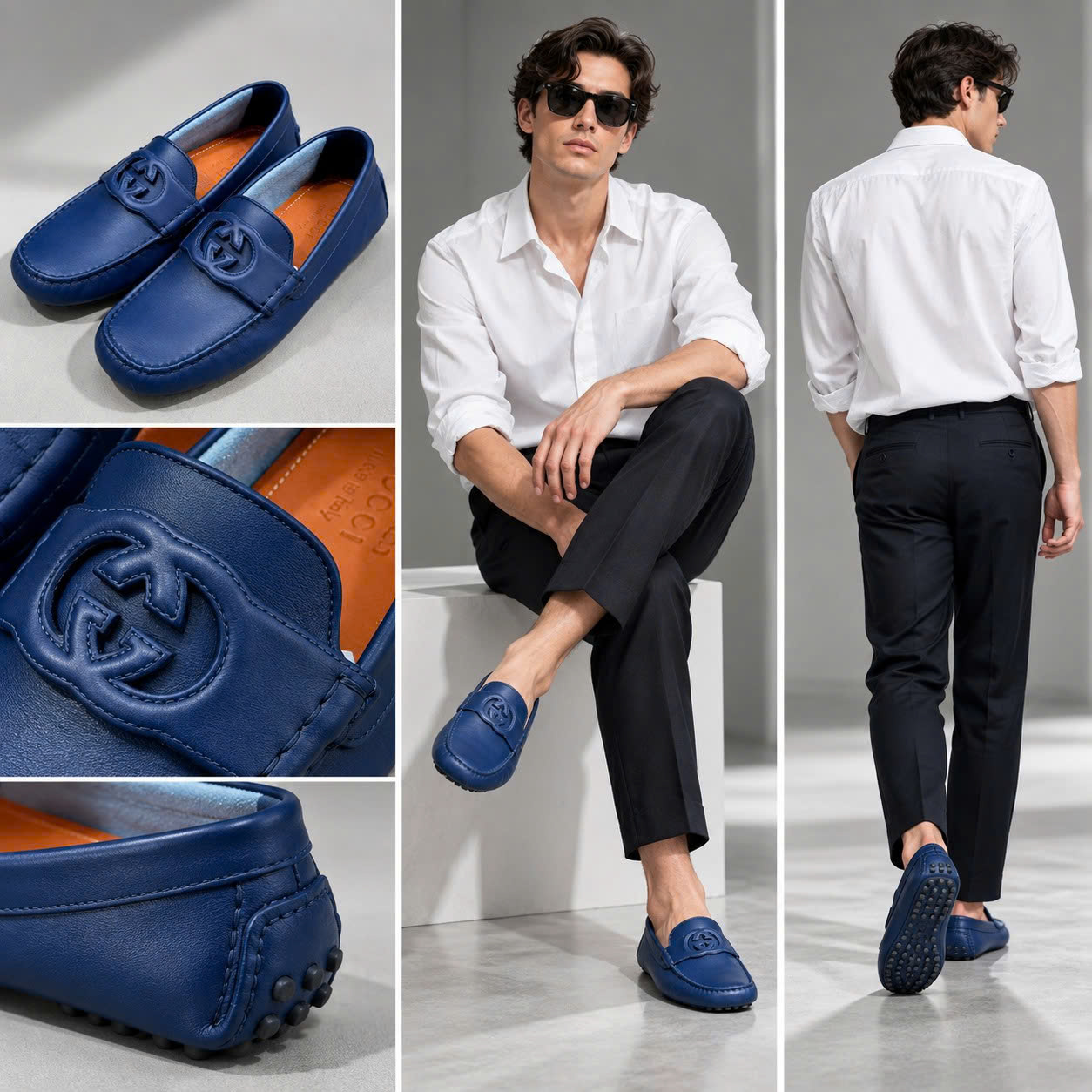 GIÀY MOCCA GUCCI XANH BIỂN T235892