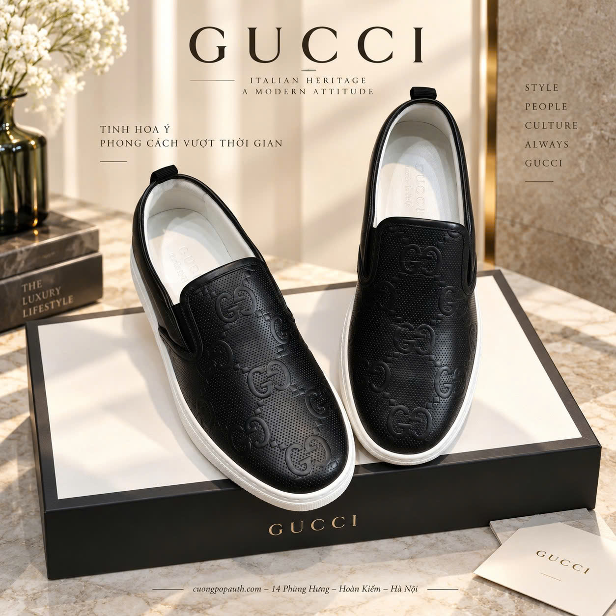 GIÀY SLIPON GUCCI ĐEN L44493