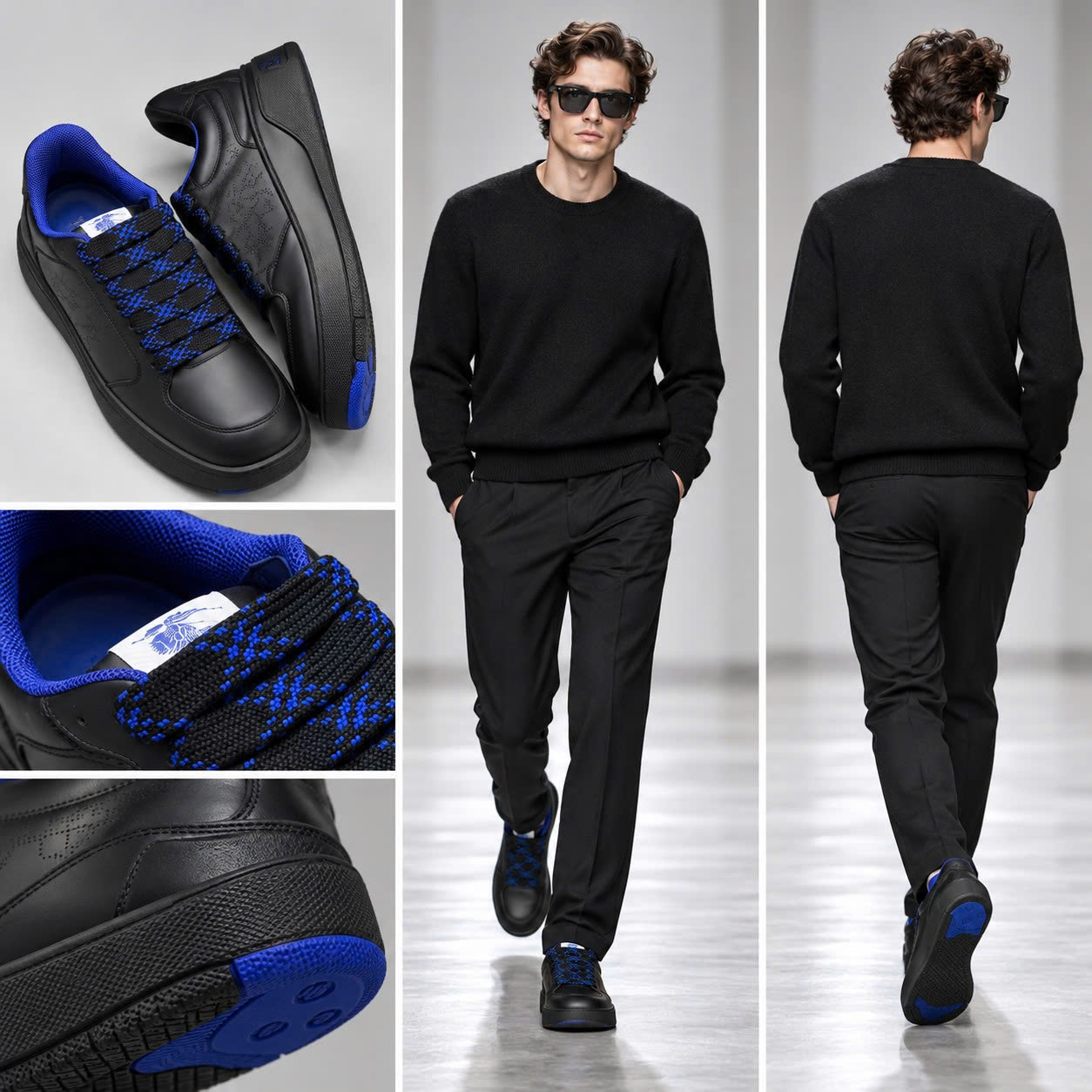 GIÀY SNAKER BURBERRY ĐEN DÂY XANH L1920013993