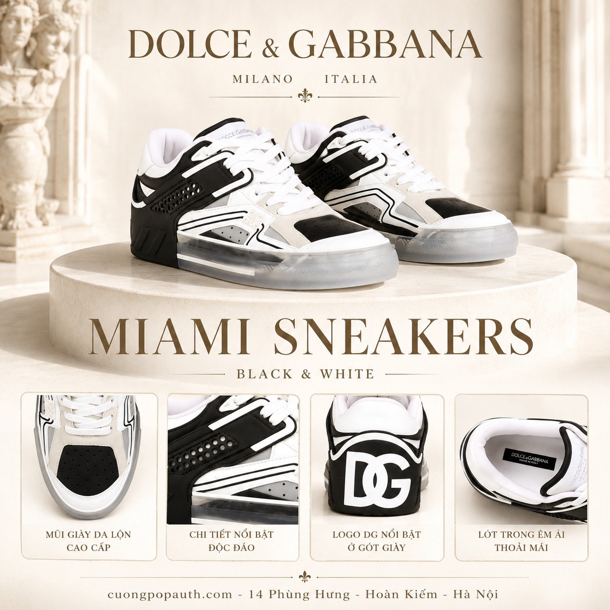 GIÀY SNEAKER DOLCE ĐEN CS1973 AY009