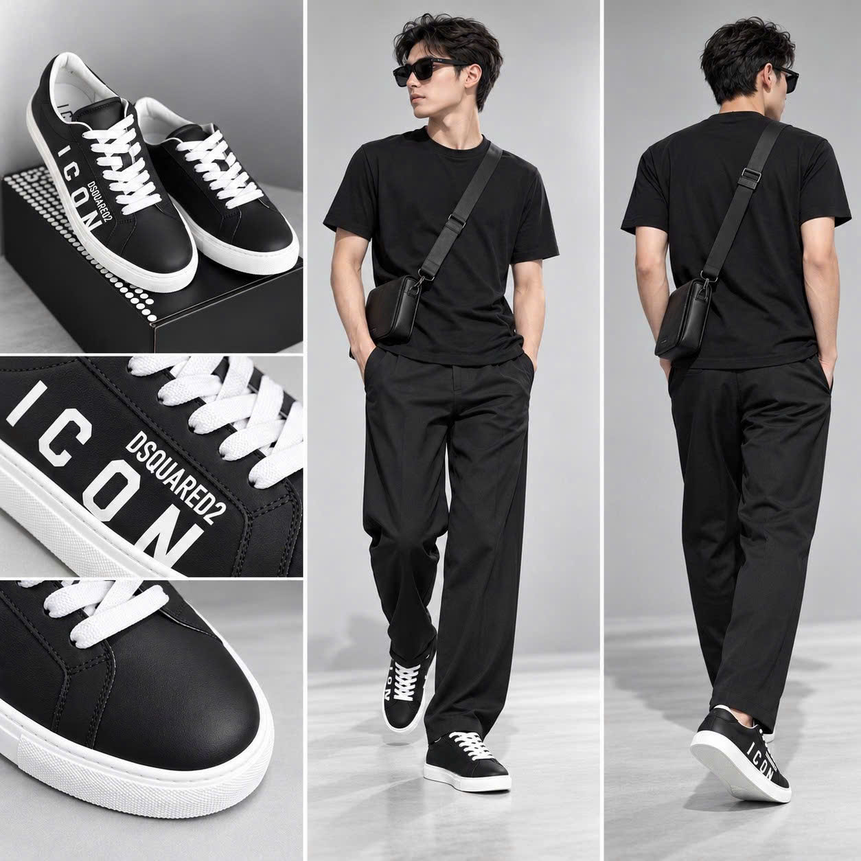 GIÀY SNEAKER DSQUARED2 ĐEN CHỮ TRẮNG K090000120