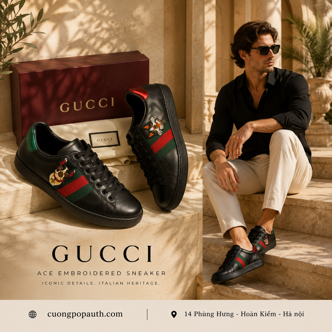 GIÀY SNEAKER GUCCI HOẠ TIẾT CHÓ T566