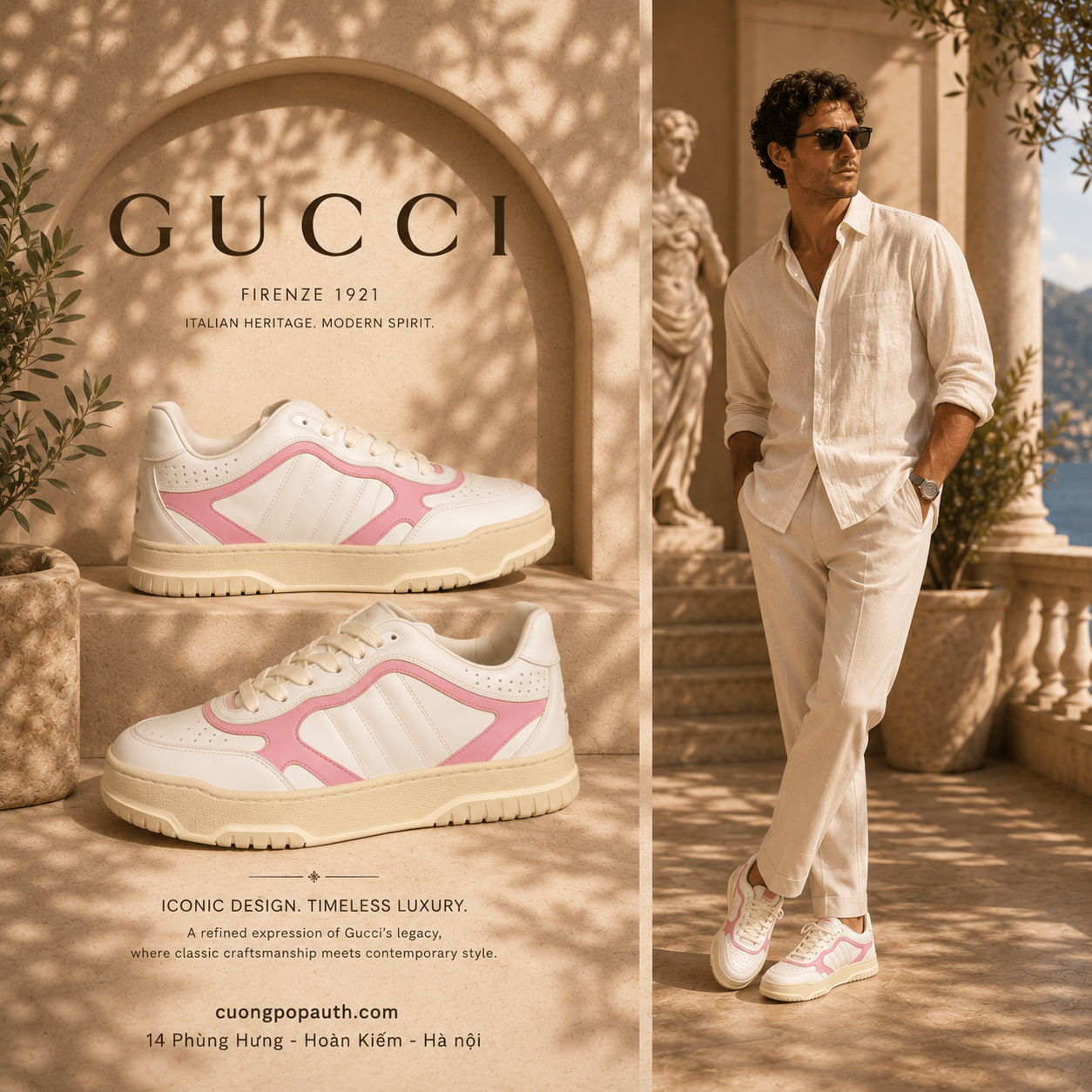 GIÀY SNEAKER GUCCI RE-WEB HỒNG L2091