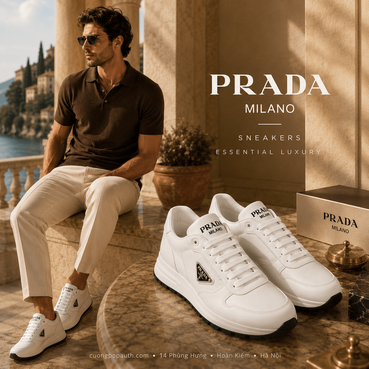 GIÀY SNEAKER PRADA TRẮNG MIX DA 2EE443-3LF5-F0964
