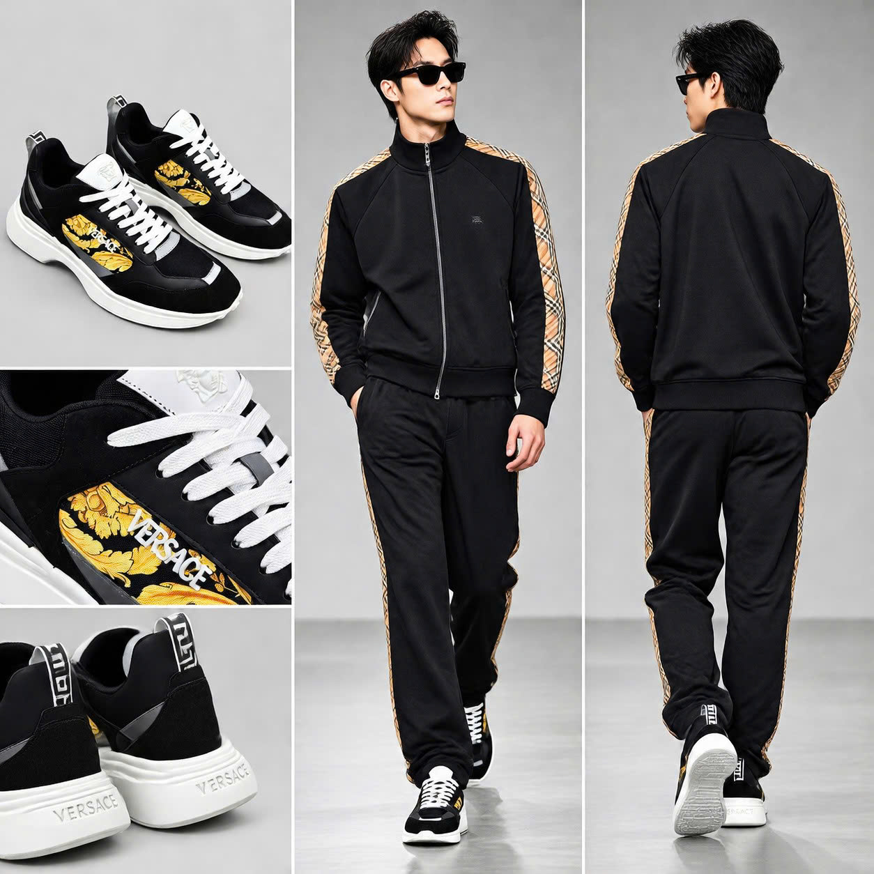 GIÀY SNEAKER VERSACE DÁNG CAO ĐEN T8952333