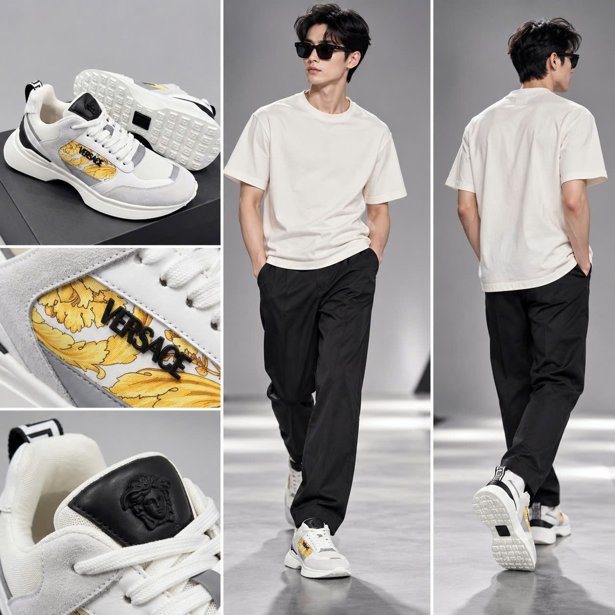 GIÀY SNEAKER VERSACE DÁNG CAO TRẮNG T0992013