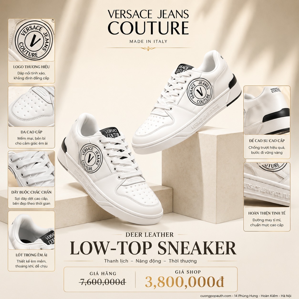 GIÀY SNEAKER VERSACE TRẮNG CHỮ ĐEN 74YA3SJ1 ZP226 003