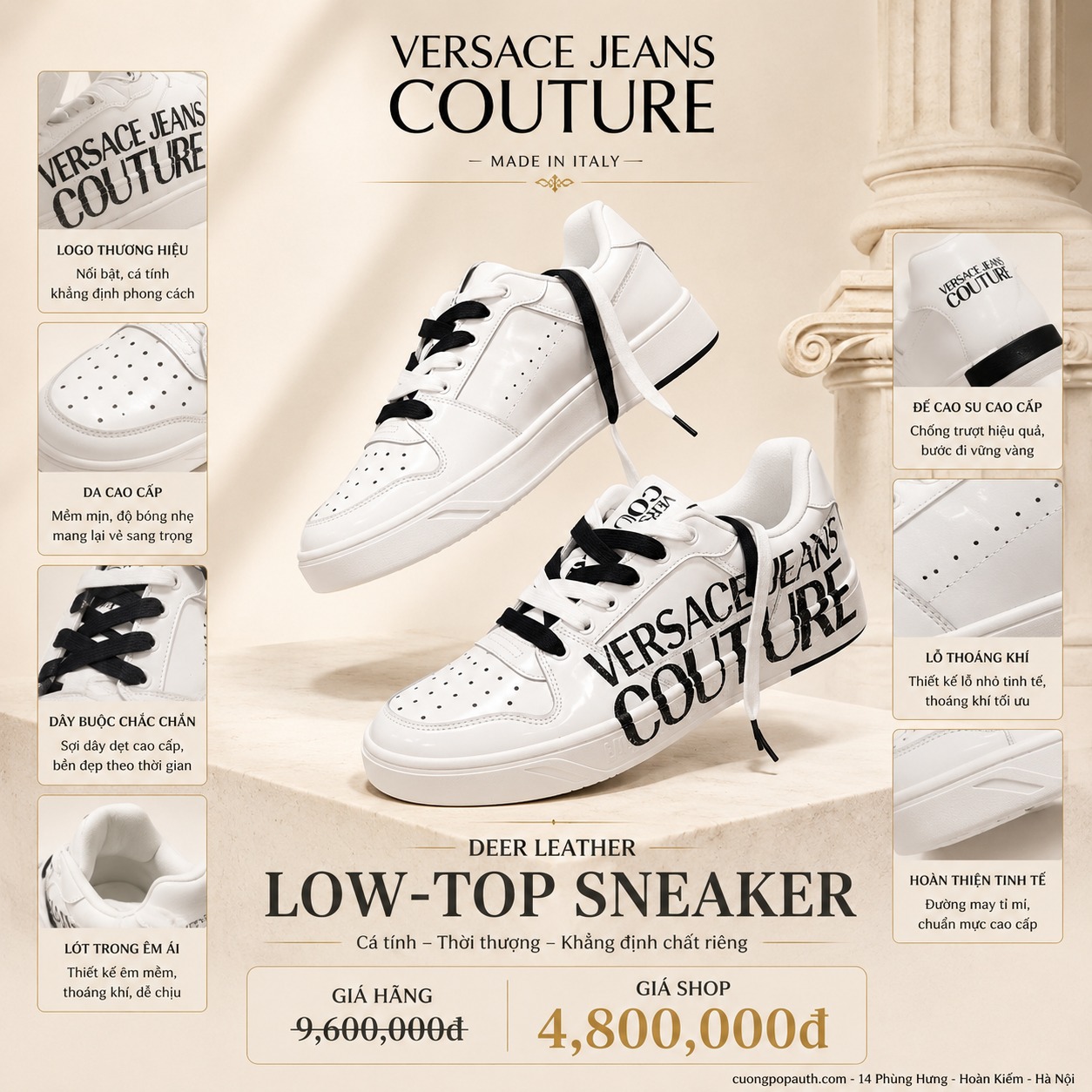 GIÀY SNEAKER VERSACE TRẮNG CHỮ ĐEN 80YA3SJ5 ZPB88 003
