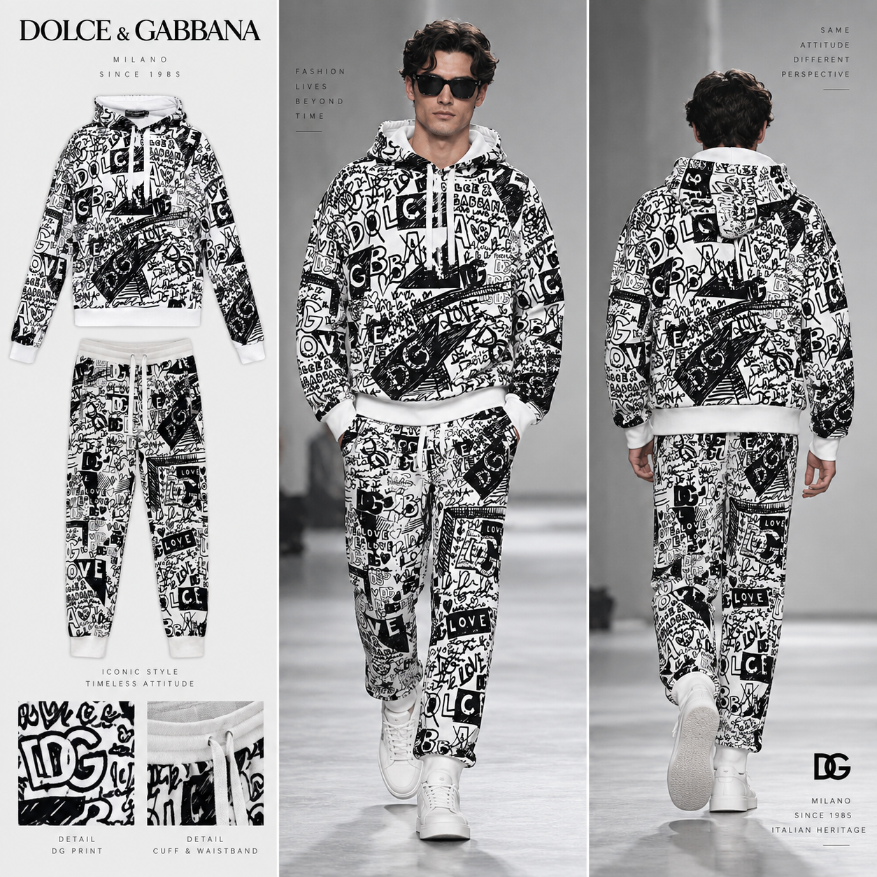 HOODIE DOLCE TRẮNG CHỮ ĐEN G9YV5TG7L8K