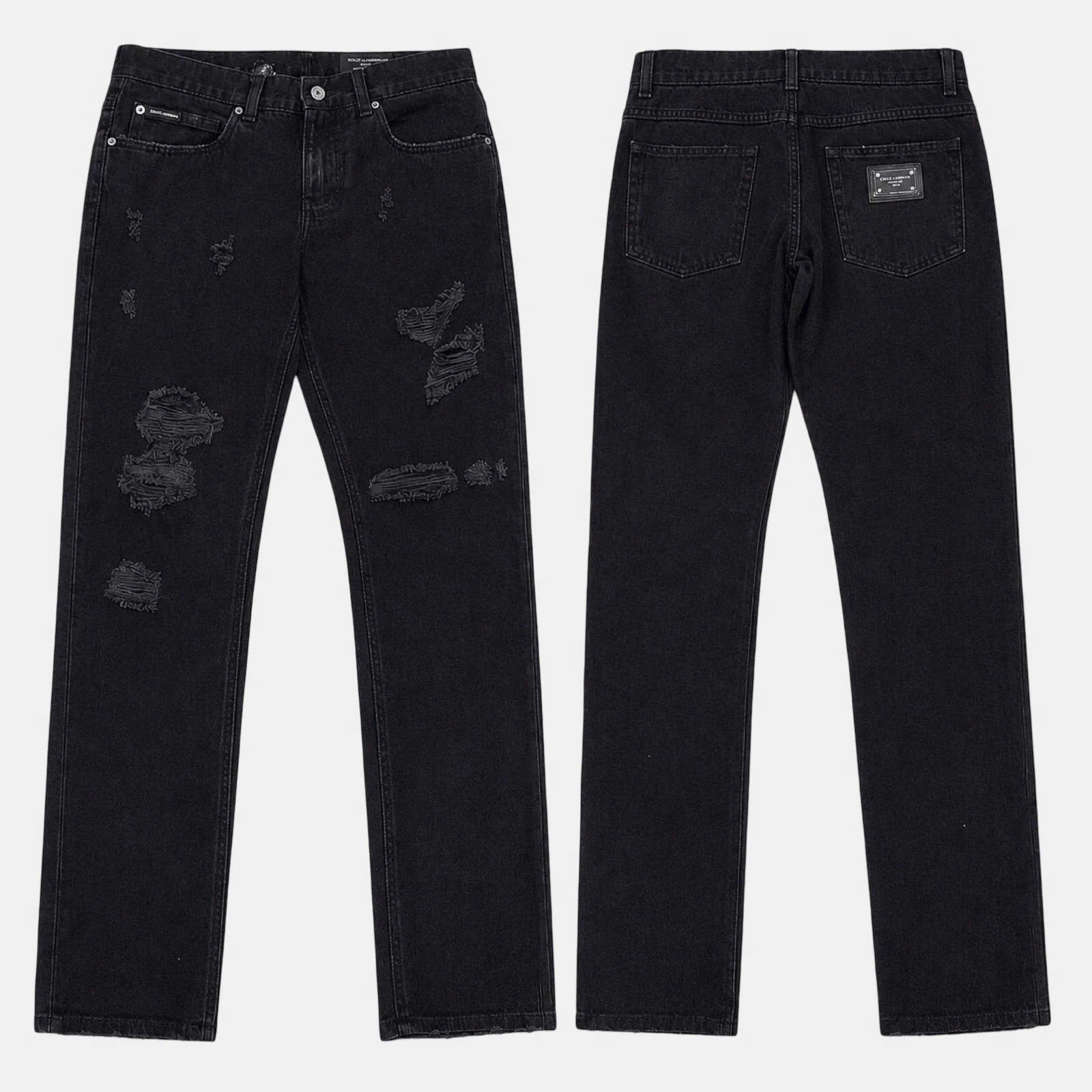 JEAN DOLCE ĐEN WASH RÁCH 2 ĐÙI TAG SPORT REGULAR GYJCCD G8LL3
