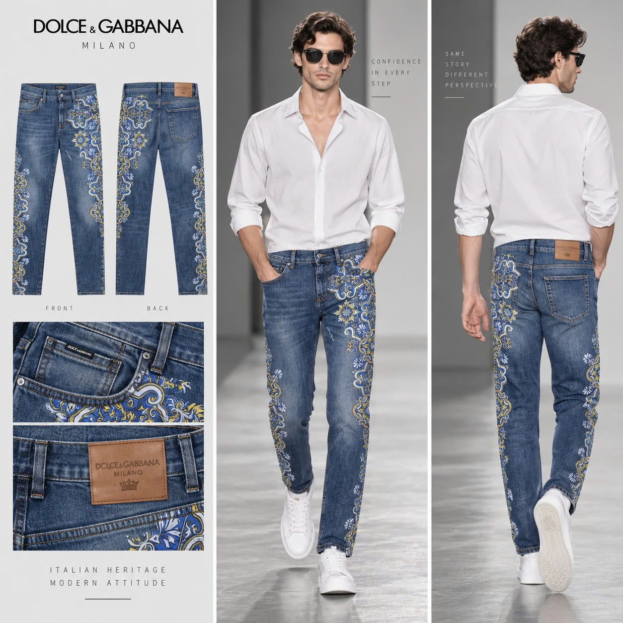 JEAN DOLCE XANH HỌA TIẾT DÁNG SKINNY GY07LDG8CI5
