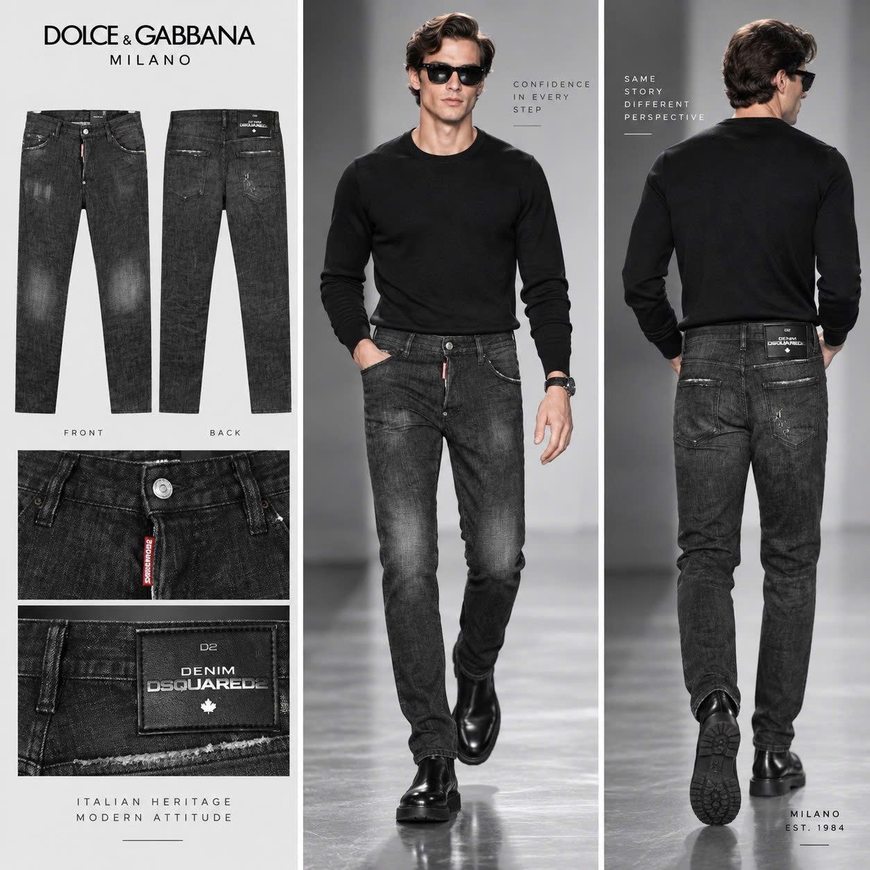 JEAN DSQ2 ĐEN COOLGUY S74LB1227S30357 900