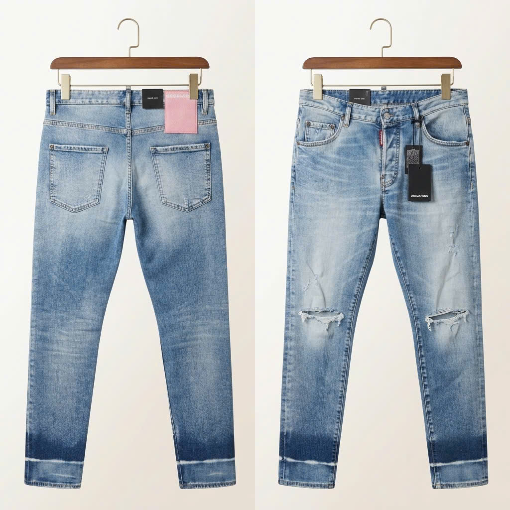 JEAN DSQUARED2 XANH WASH RÁCH 2 ĐÙI SKATER S71LB1186 S30827 470