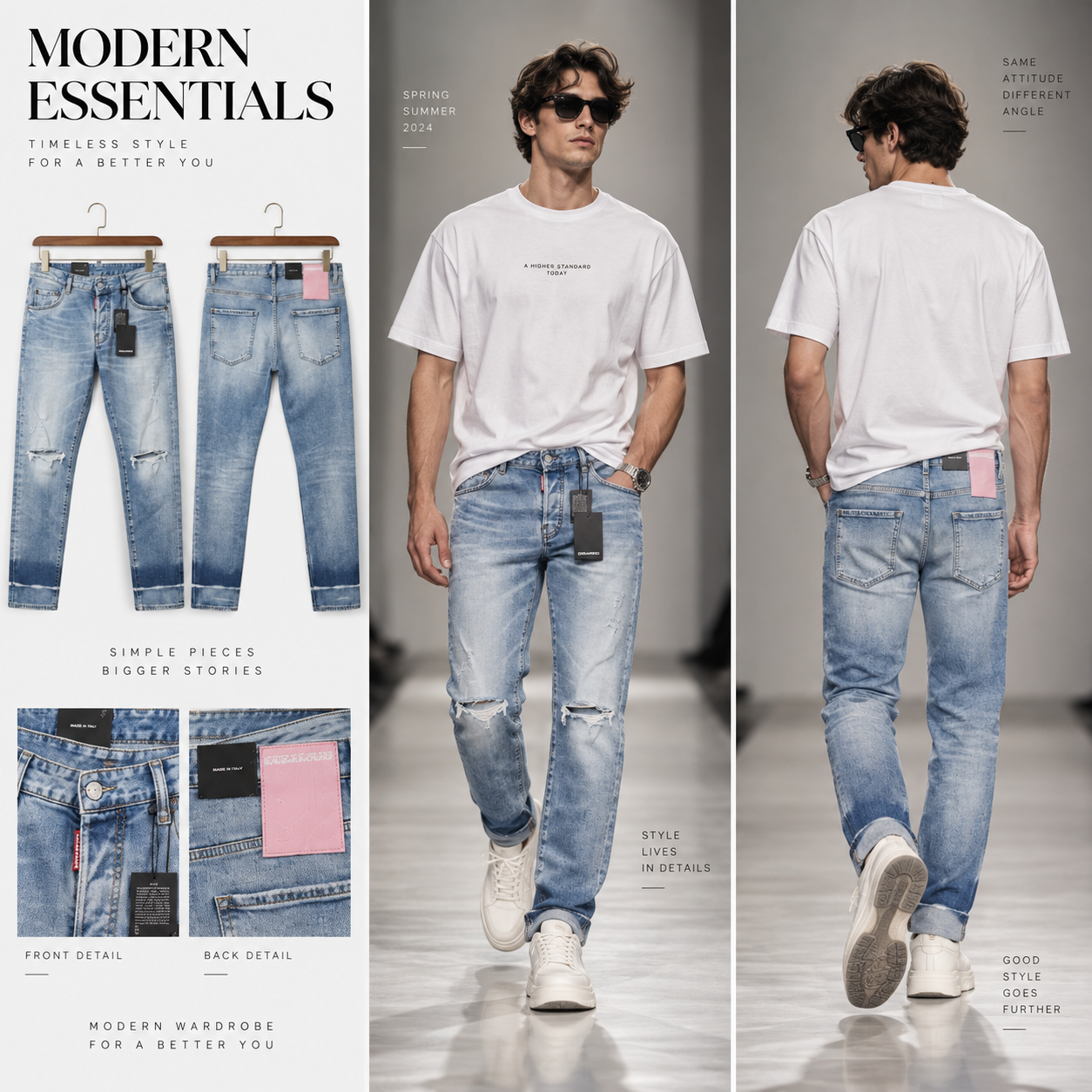 JEAN DSQUARED2 XANH WASH RÁCH 2 ĐÙI SKATER S71LB1186 S30827 470