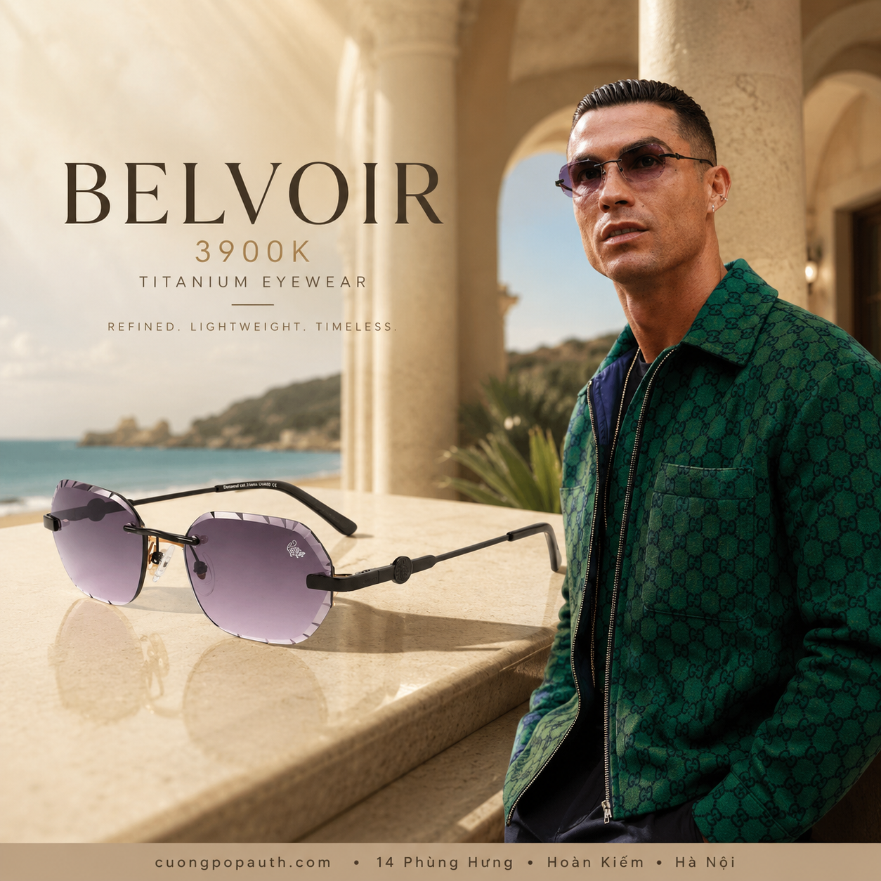 KÍNH BELVOIR DIAMOND CUT WILLOW BLACK SMOKE SIZE 53