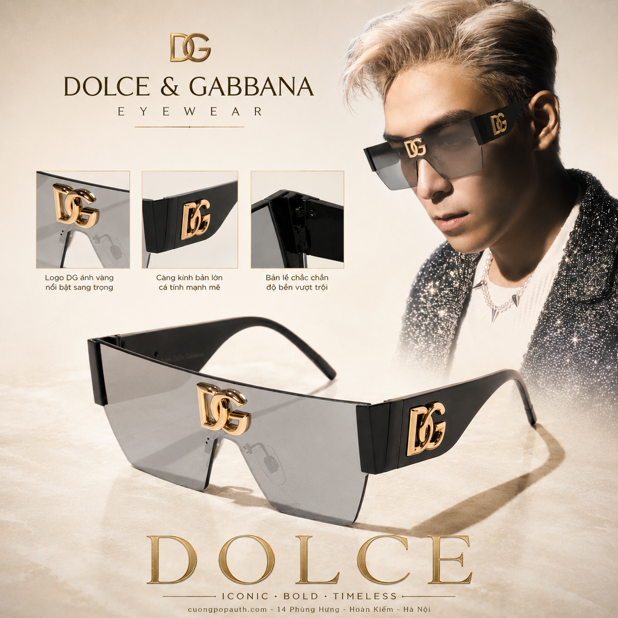 KÍNH DOLCE CHỮ VÀNG DG2233