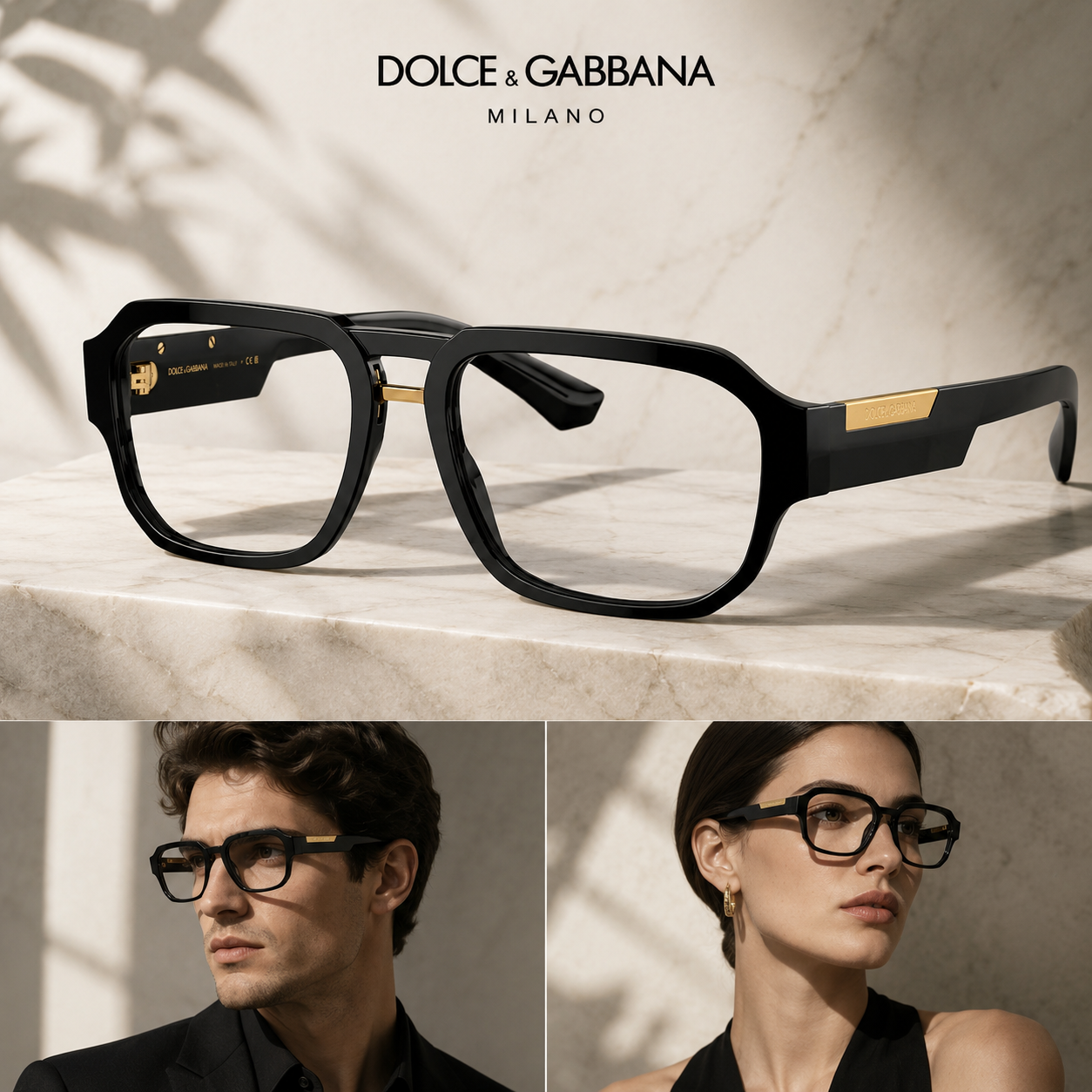 KÍNH DOLCE ĐEN TEM VÀNG DG3389 501 SIZE 53X18X145