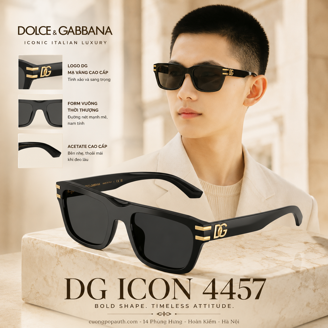 KÍNH DOLCE LOGO DG GOLD DG4496 501/87 SIZE 54X21X145