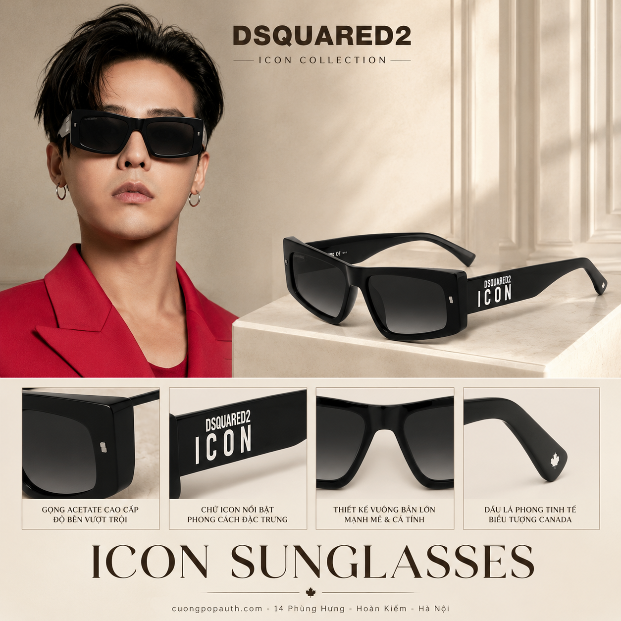KÍNH DSQUARED2 ICON ĐEN 0007/S SIZE 57