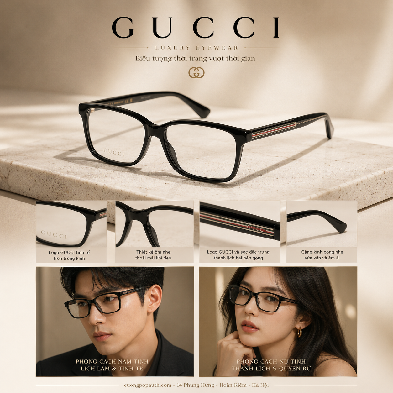 KÍNH GUCCI GG0385OA-001 SIZE 55/16/145