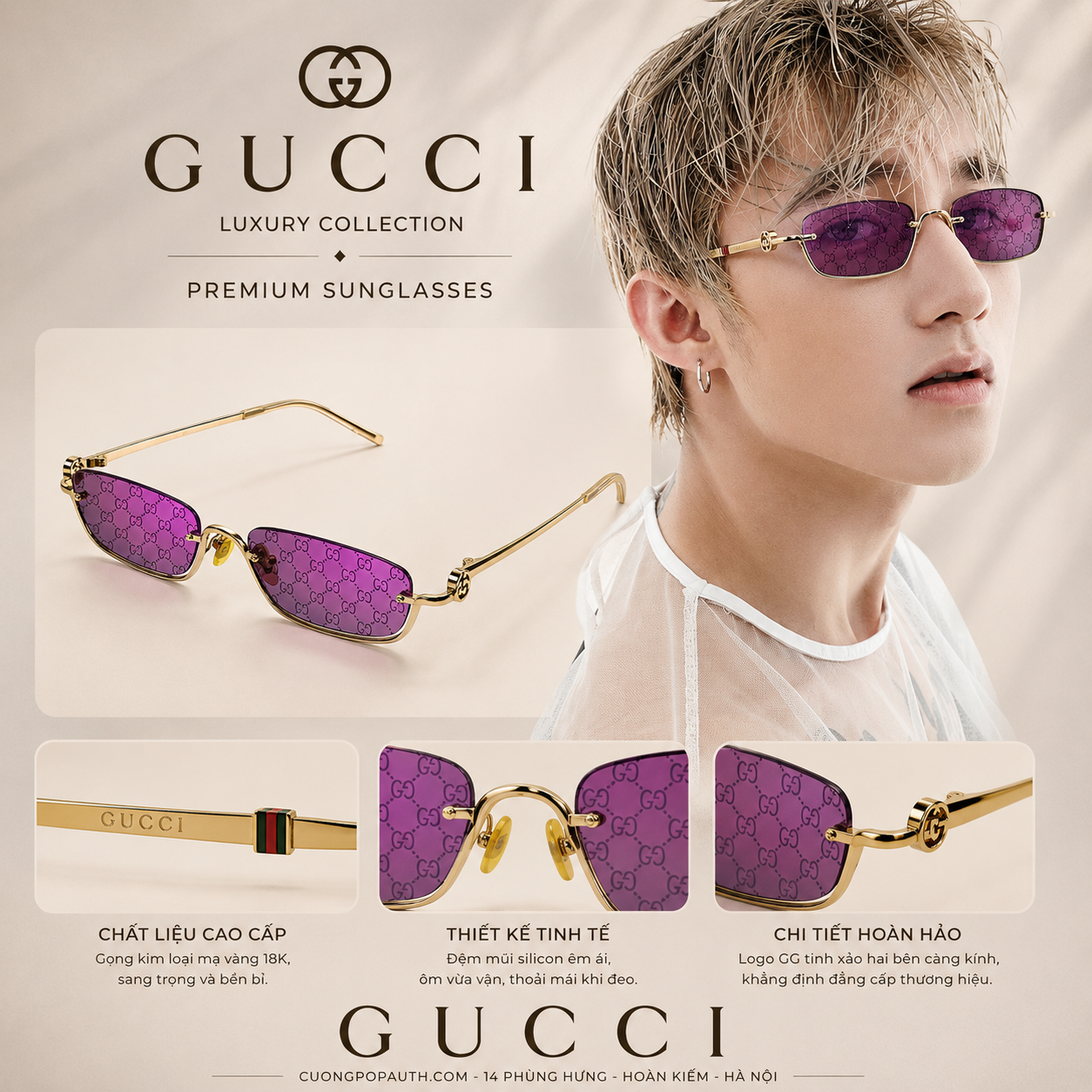 KÍNH GUCCI GG1278S-005 SIZE 55X19X140