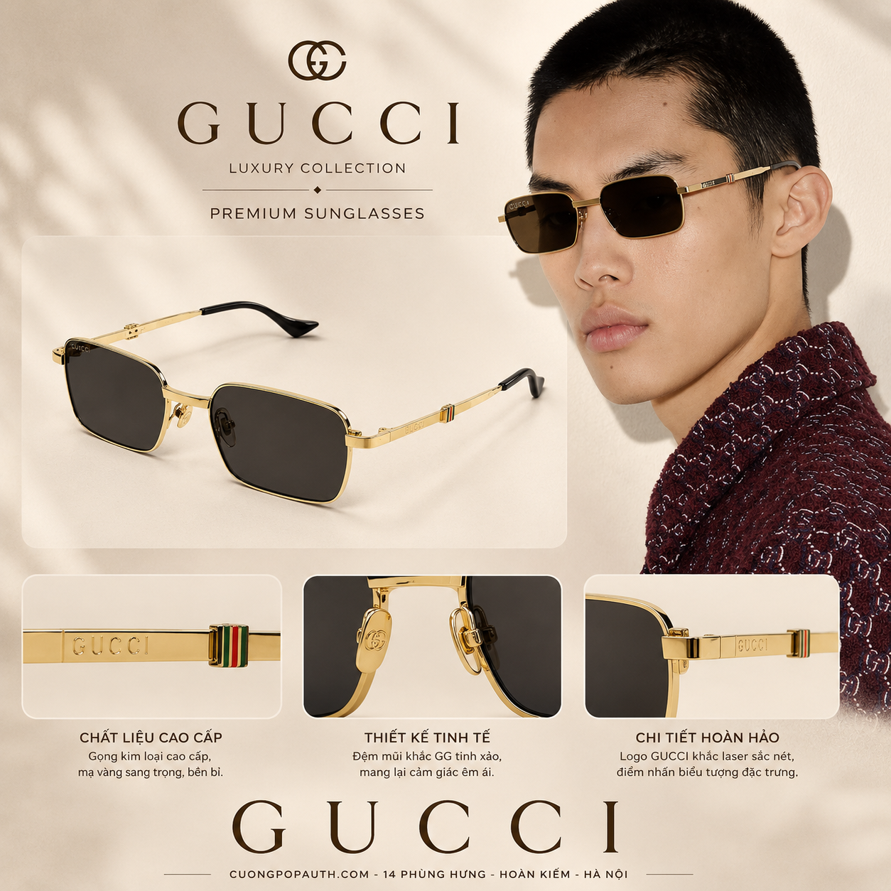 KÍNH GUCCI GG1495S-001 SIZE 56X18X145