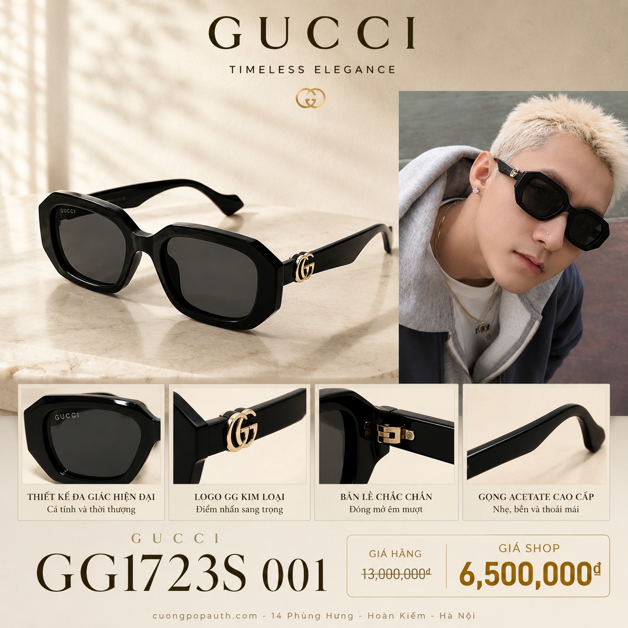 KÍNH GUCCI GG1535S-001 SIZE 54