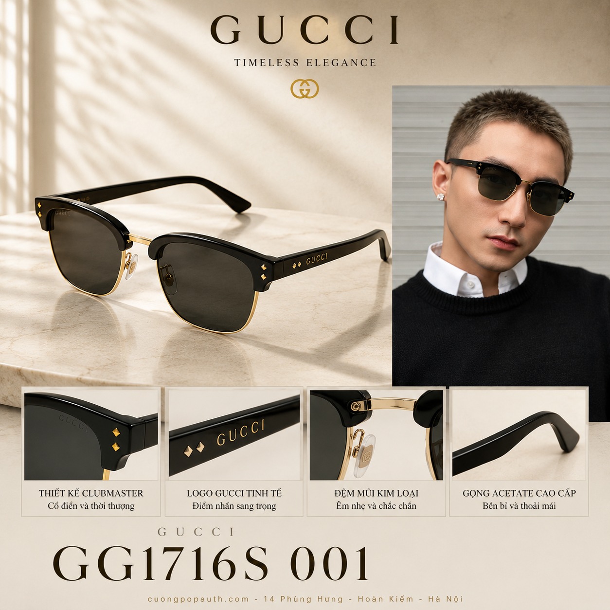 KÍNH GUCCI GG1897SK 001 SIZE 54/19/145