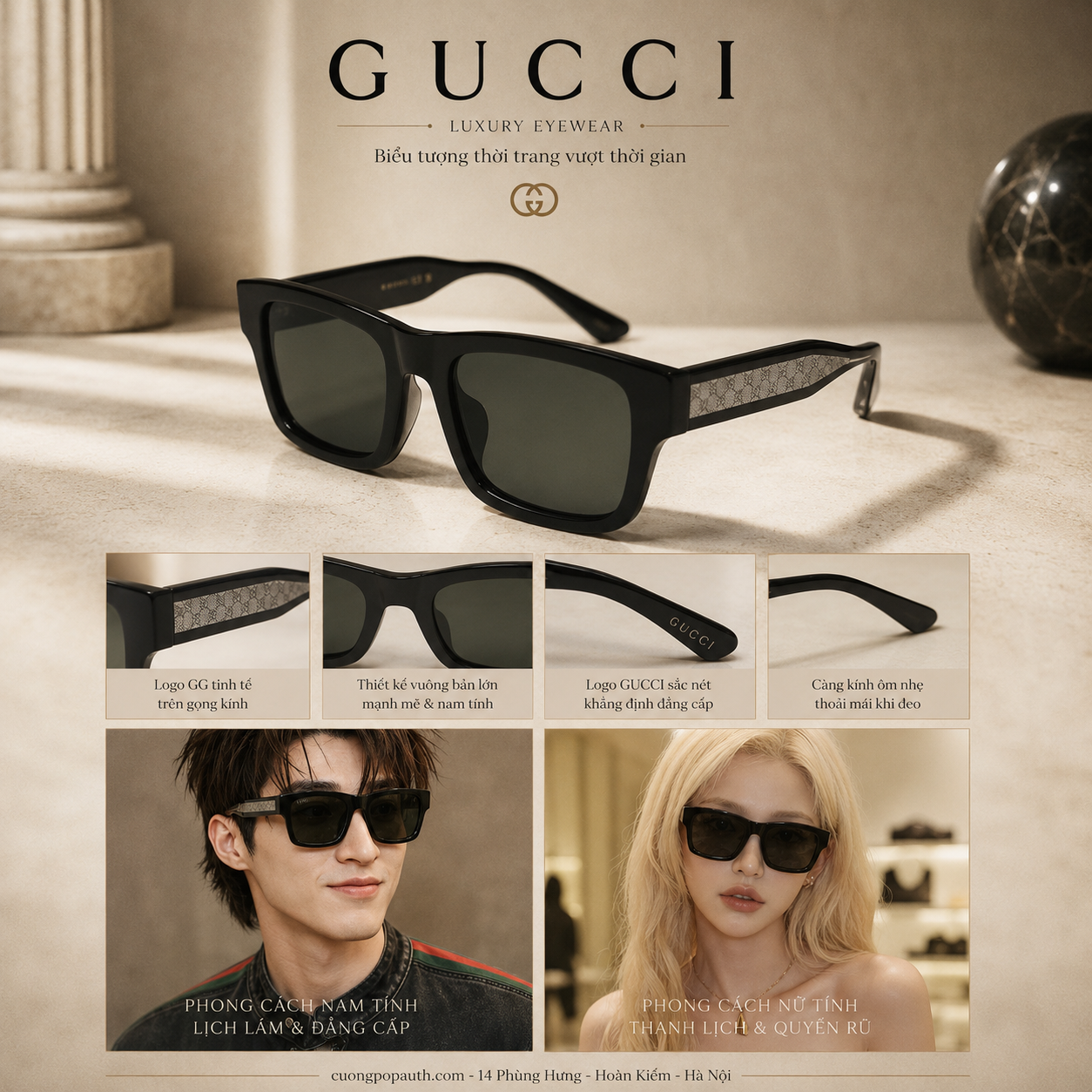 KÍNH GUCCI GG2072SA-001 SIZE 52/21/145
