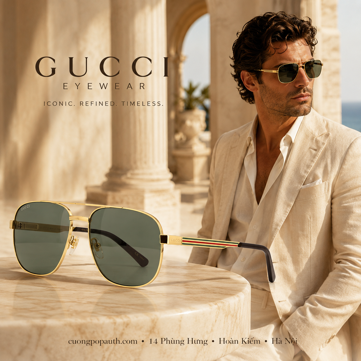 KÍNH GUCCI MẮT XANH GG1223S-002 SIZE 60/16/145