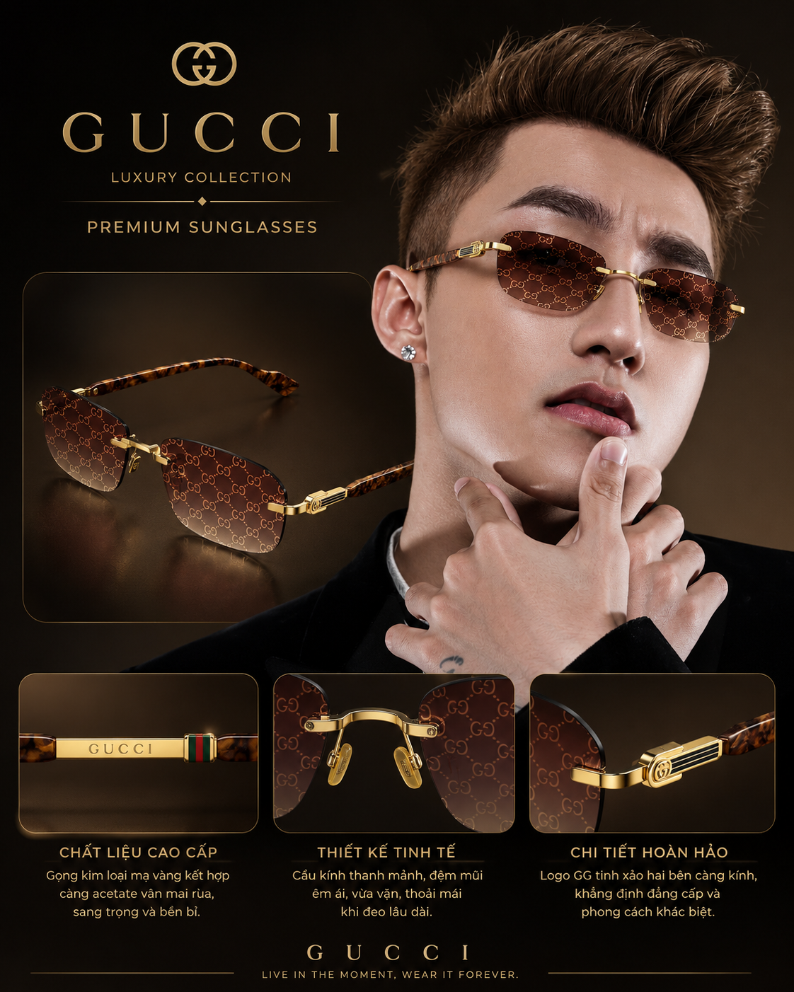 KÍNH GUCCI NÂU GG1221S-004